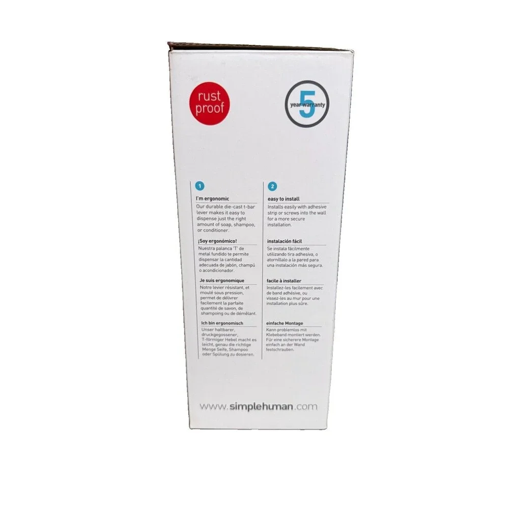 Simplehuman Wall Mount Shampoo and Soap Dispensers Stainless Steel Twin New